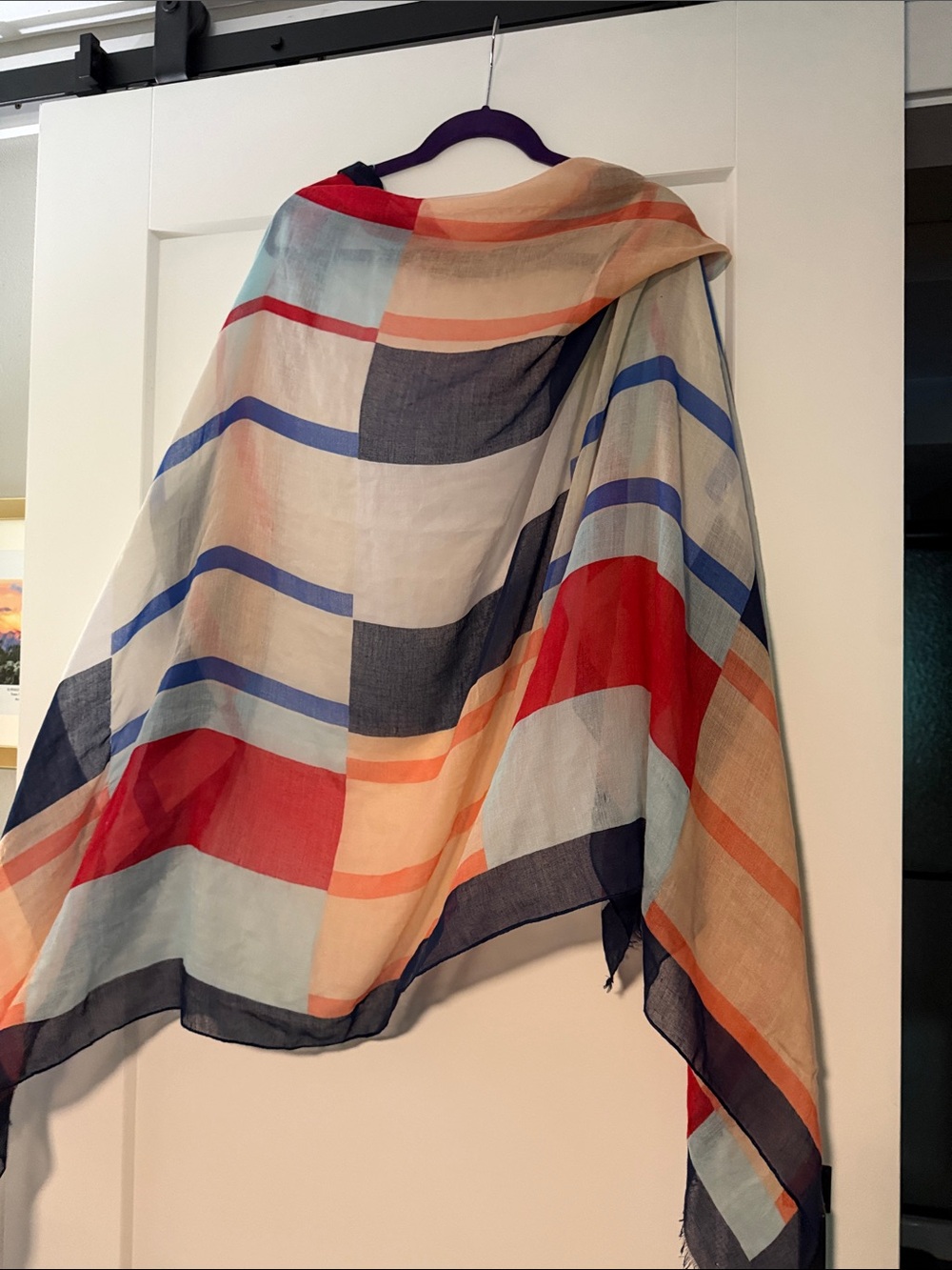 Lane Bryant Lightweight Multicolor Striped Wrap in Red, Blue, Navy, Cream
